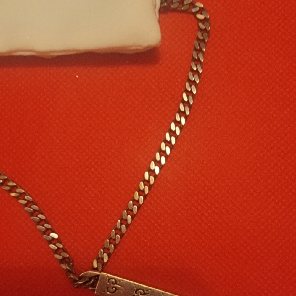Authentic Gucci Ghost Bar Silver Rectangular Pend… - image 2